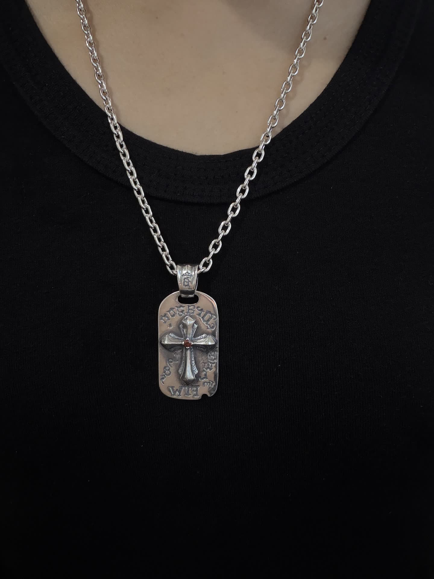 Chrome Hearts Silver Cross Pendant Necklace